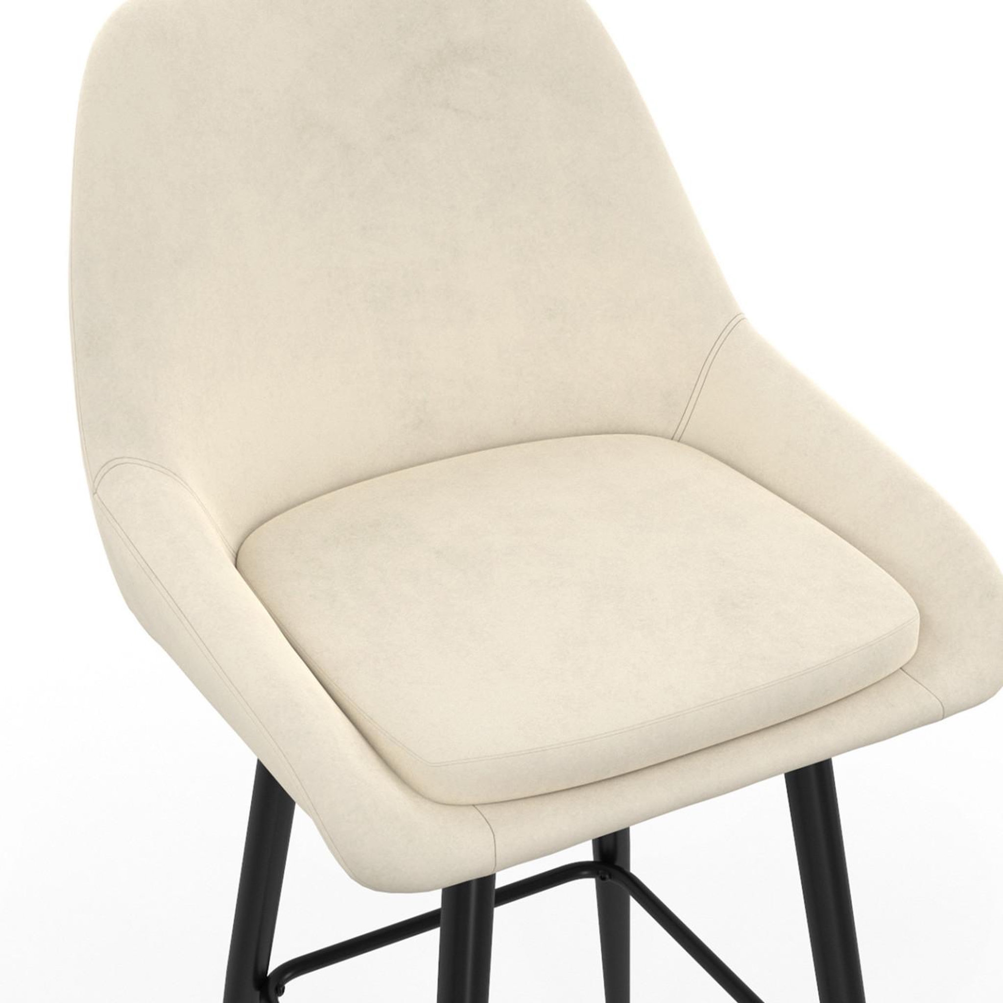 Voir la diapositive 6 : ID MARKET Lot de 2 tabourets de bar thalya en velours beige avec demi-accoudoirs