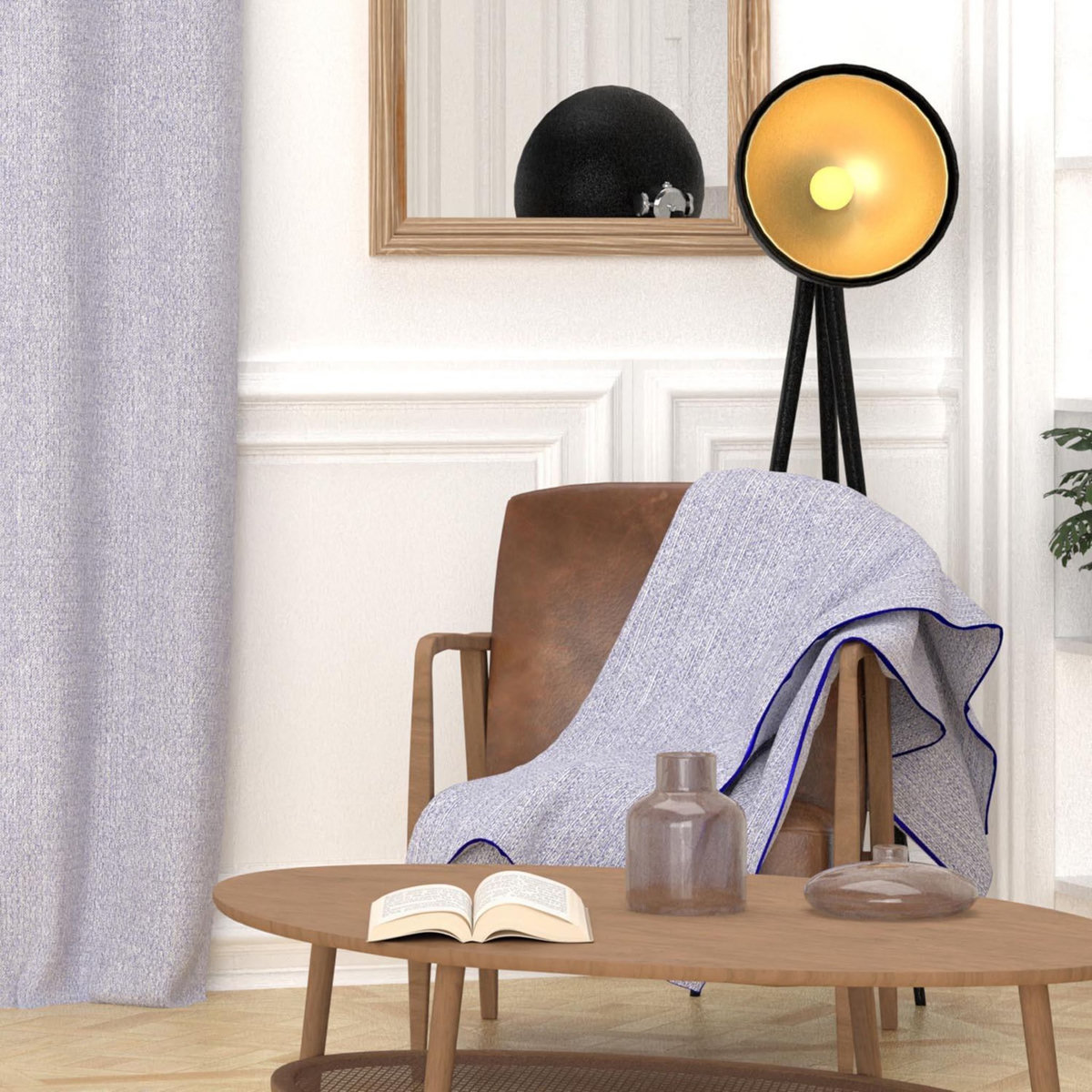 SOLEIL D'OCRE Plaid en coton recyclé 140x200 cm PIERRE, par Soleil d'Ocre