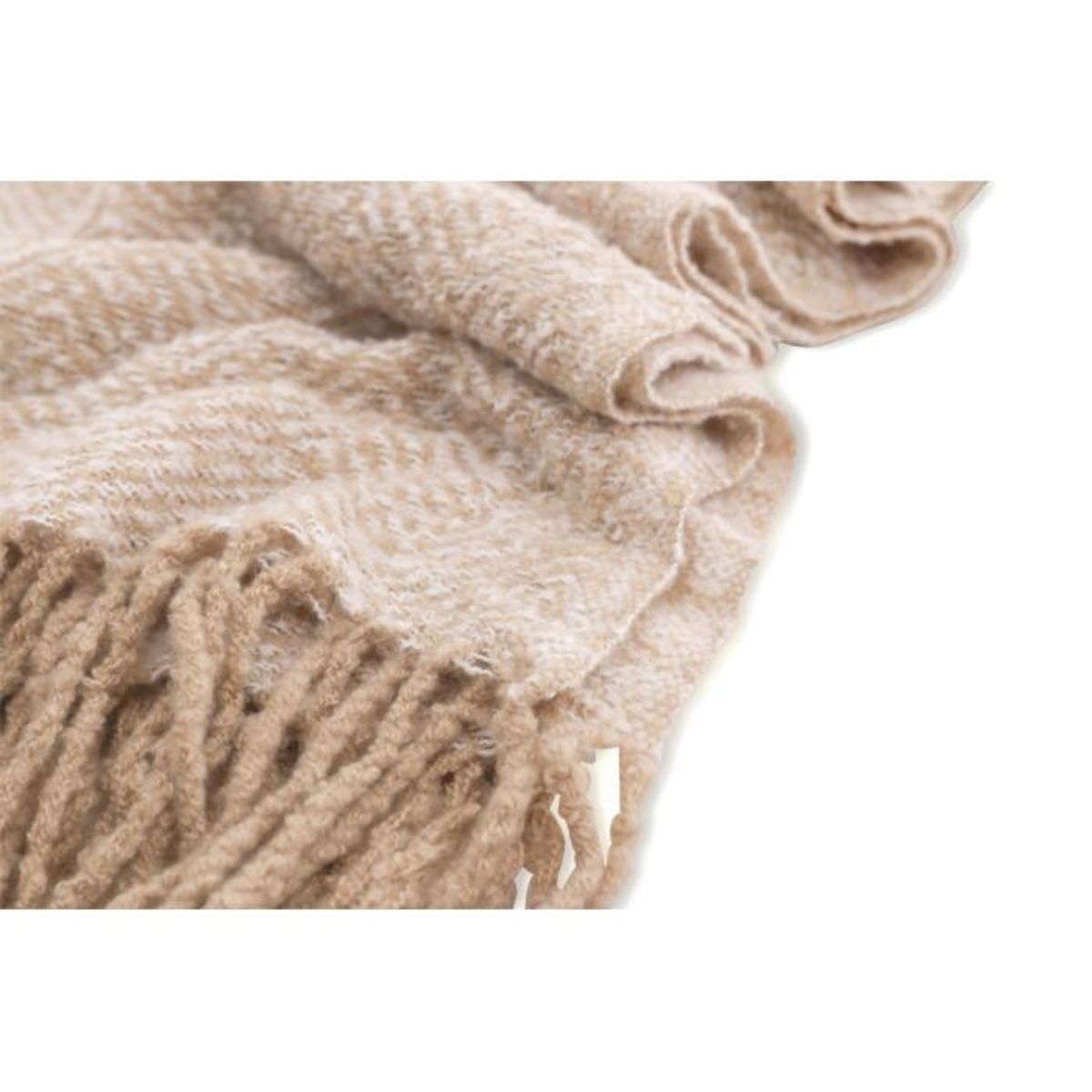 Paris Prix Plaid Imprimé à Franges  Toby  130x170cm Beige