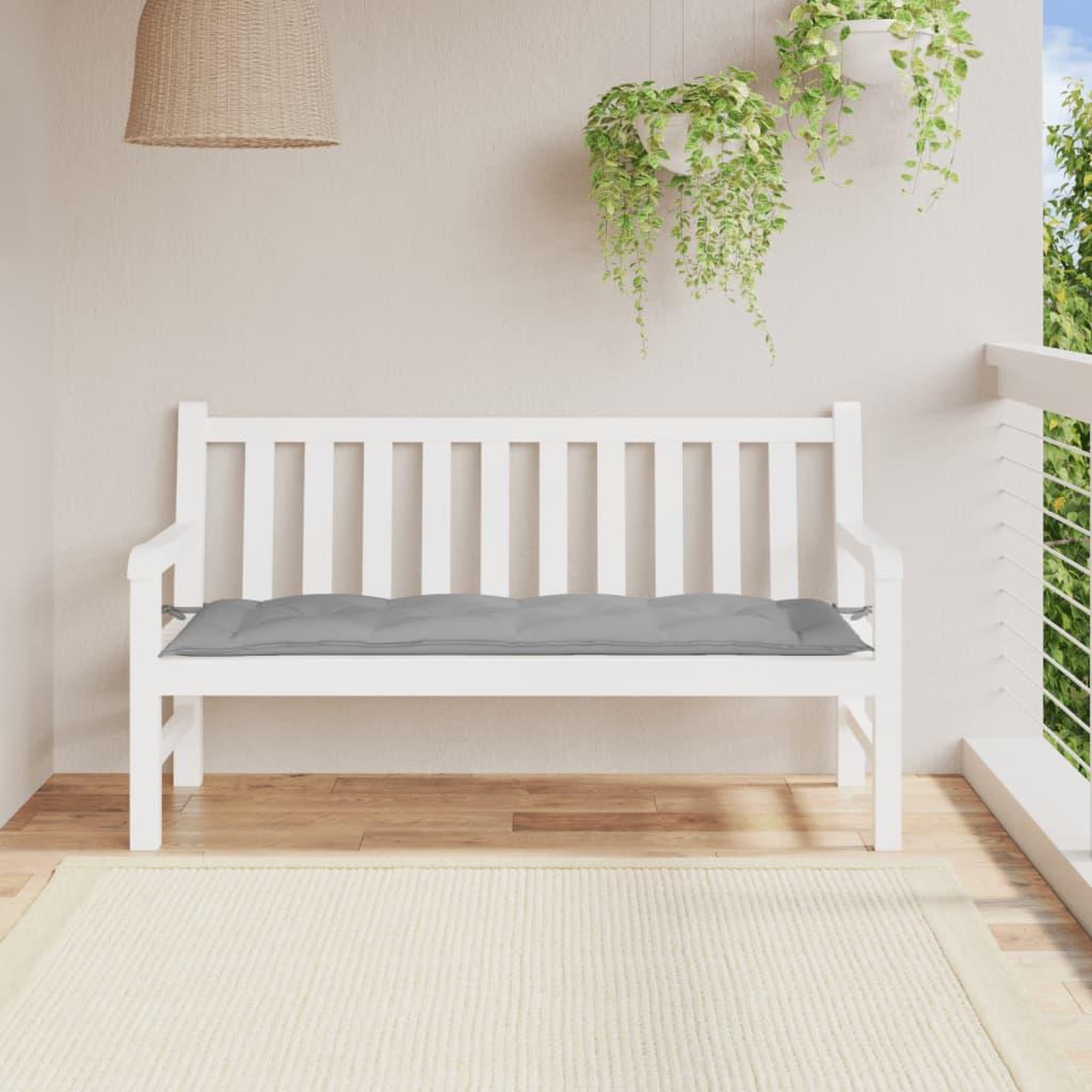 Voir la diapositive 1 : VIDAXL Coussin de banc de jardin gris 150x50x7 cm tissu oxford