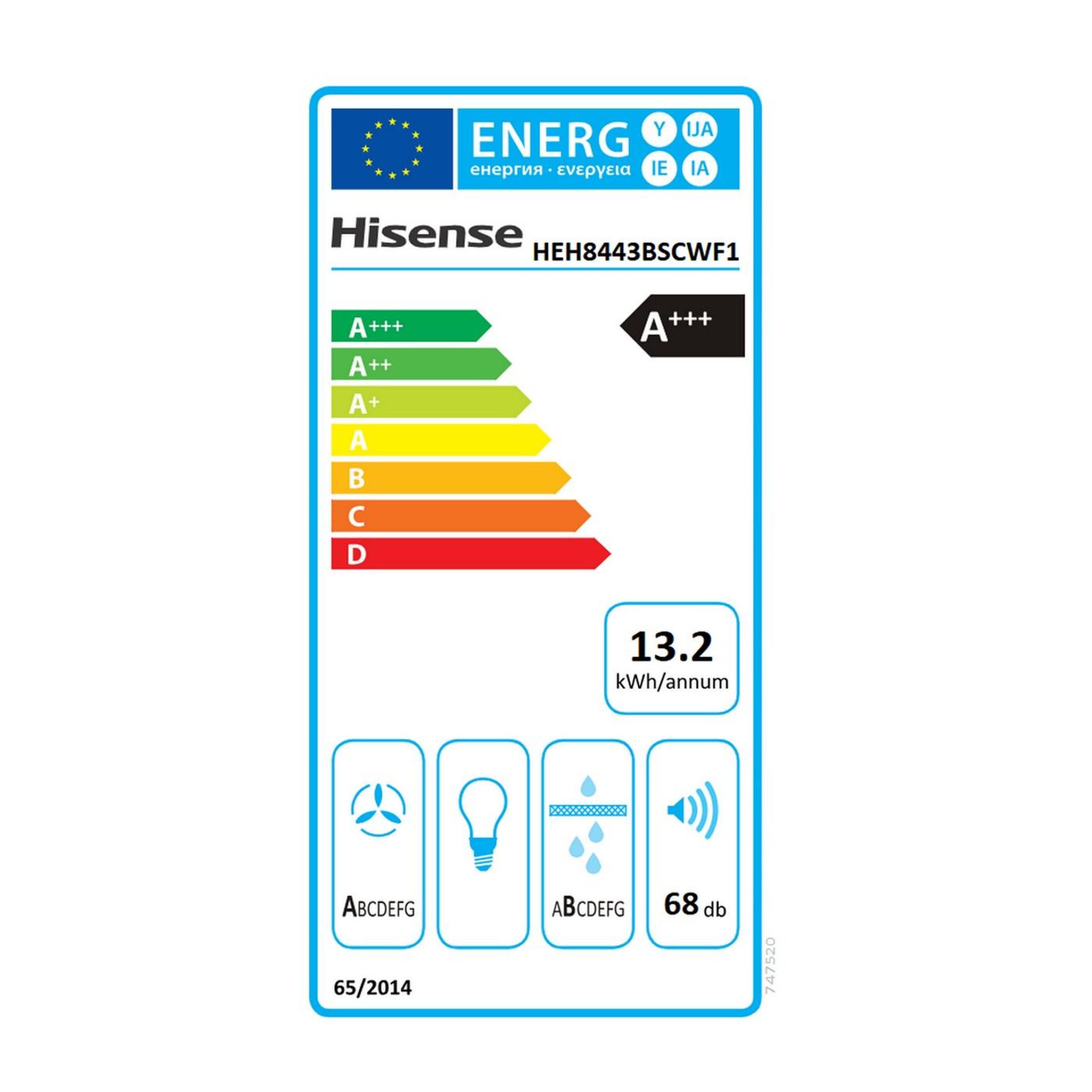 Voir la diapositive 2 : Hisense Plaque induction aspirante 4 feux 7160w noir - heh8443bscwf1