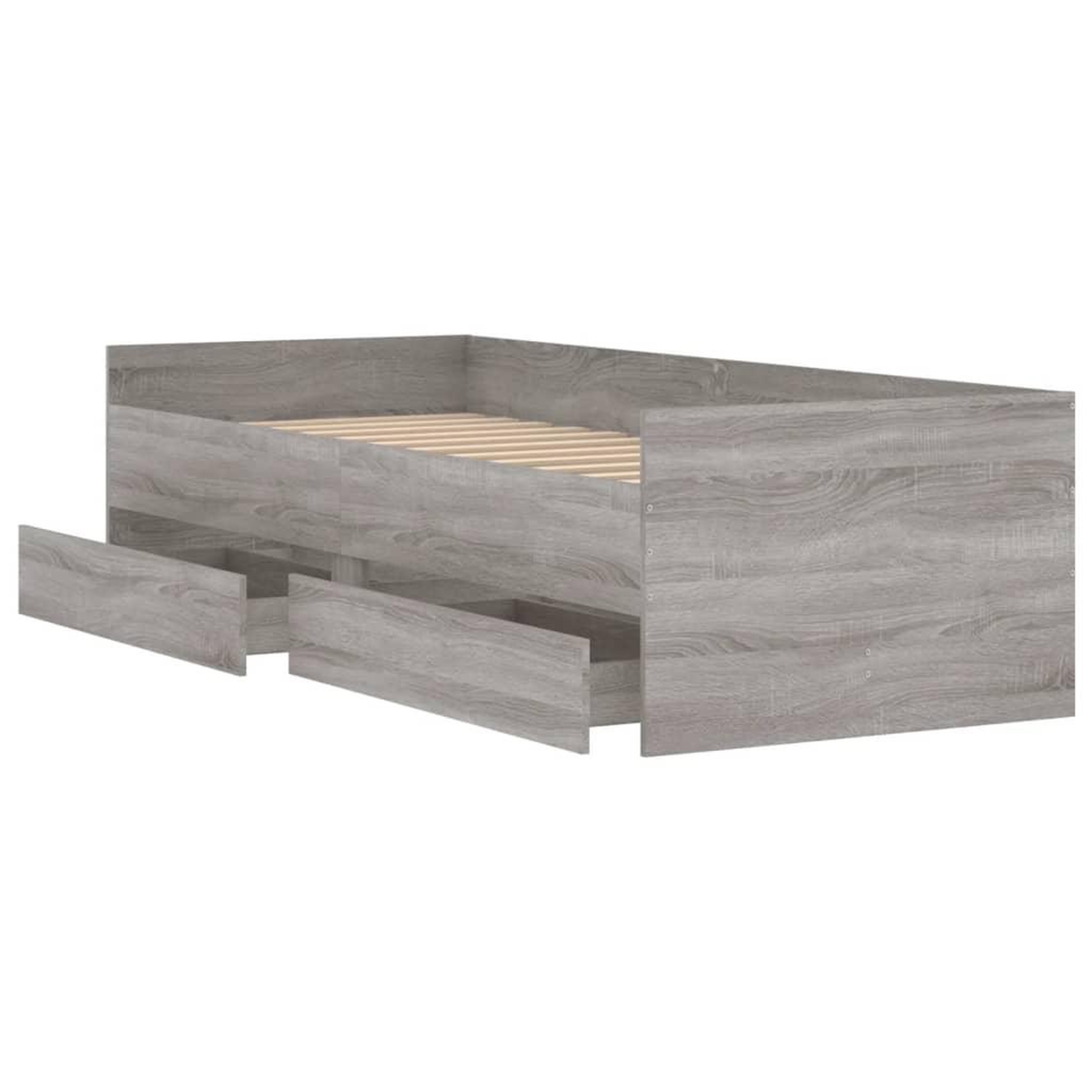 Voir la diapositive 5 : VIDAXL Cadre de lit avec tiroirs sans matelas sonoma gris 90x200 cm