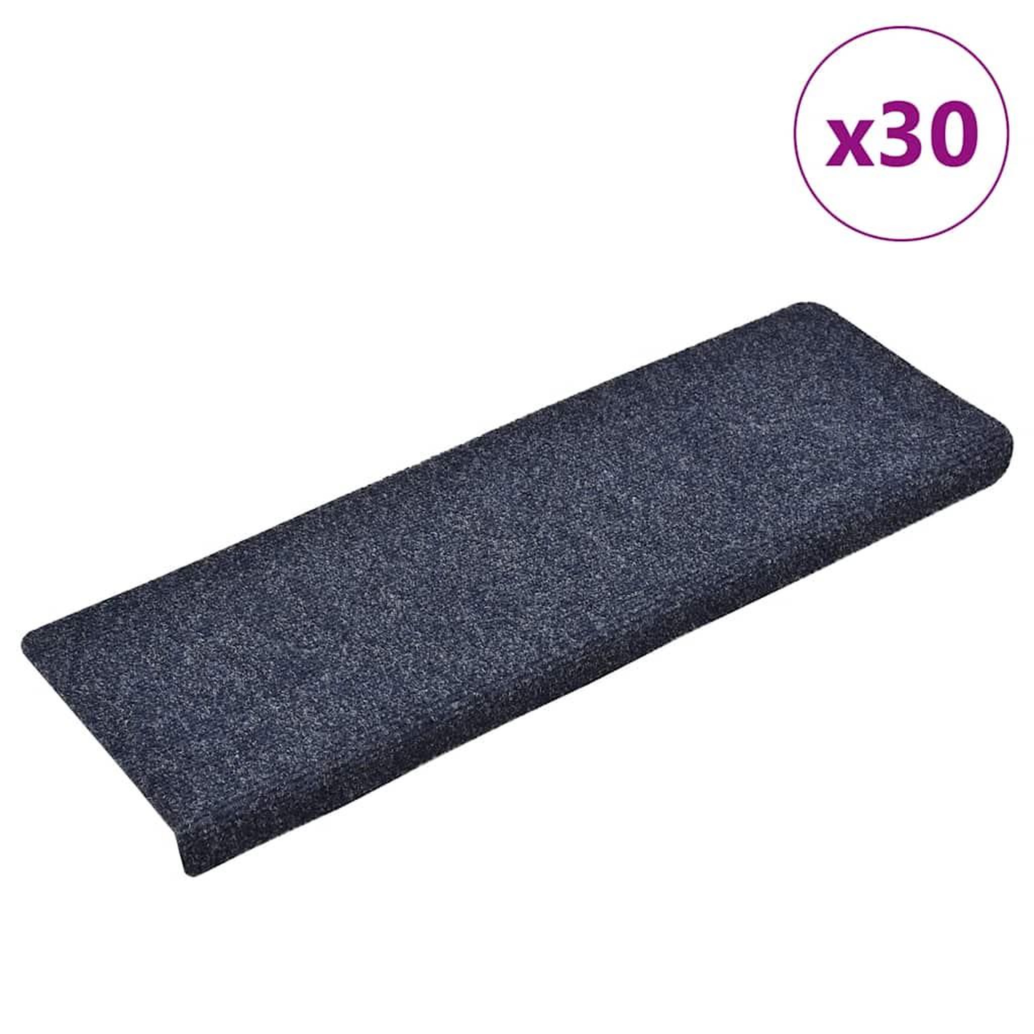 VIDAXL Tapis d'escalier autocollant 30 pcs bleu 65x21x4 cm