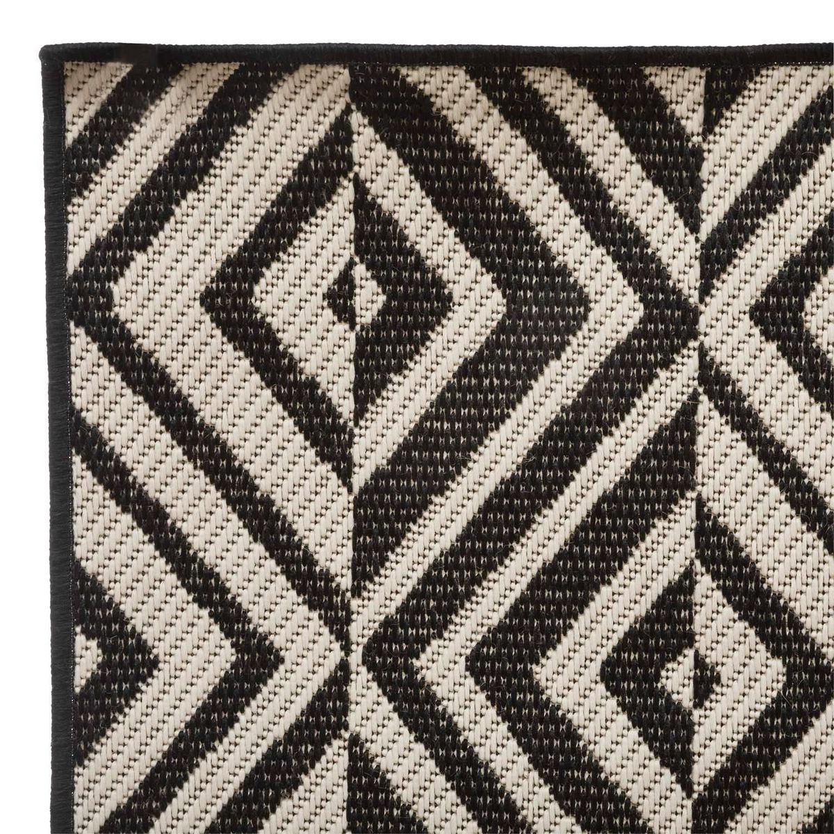 ATMOSPHERA Tapis rectangulaire intérieur et extérieur Géométrique - 120 x 160 cm - Noir et blanc