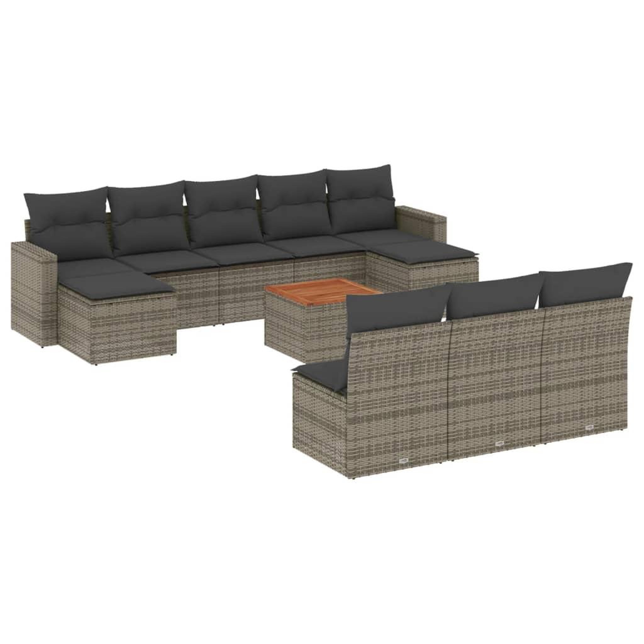 Voir la diapositive 2 : VIDAXL Salon de jardin 11 pcs avec coussins gris resine tressee