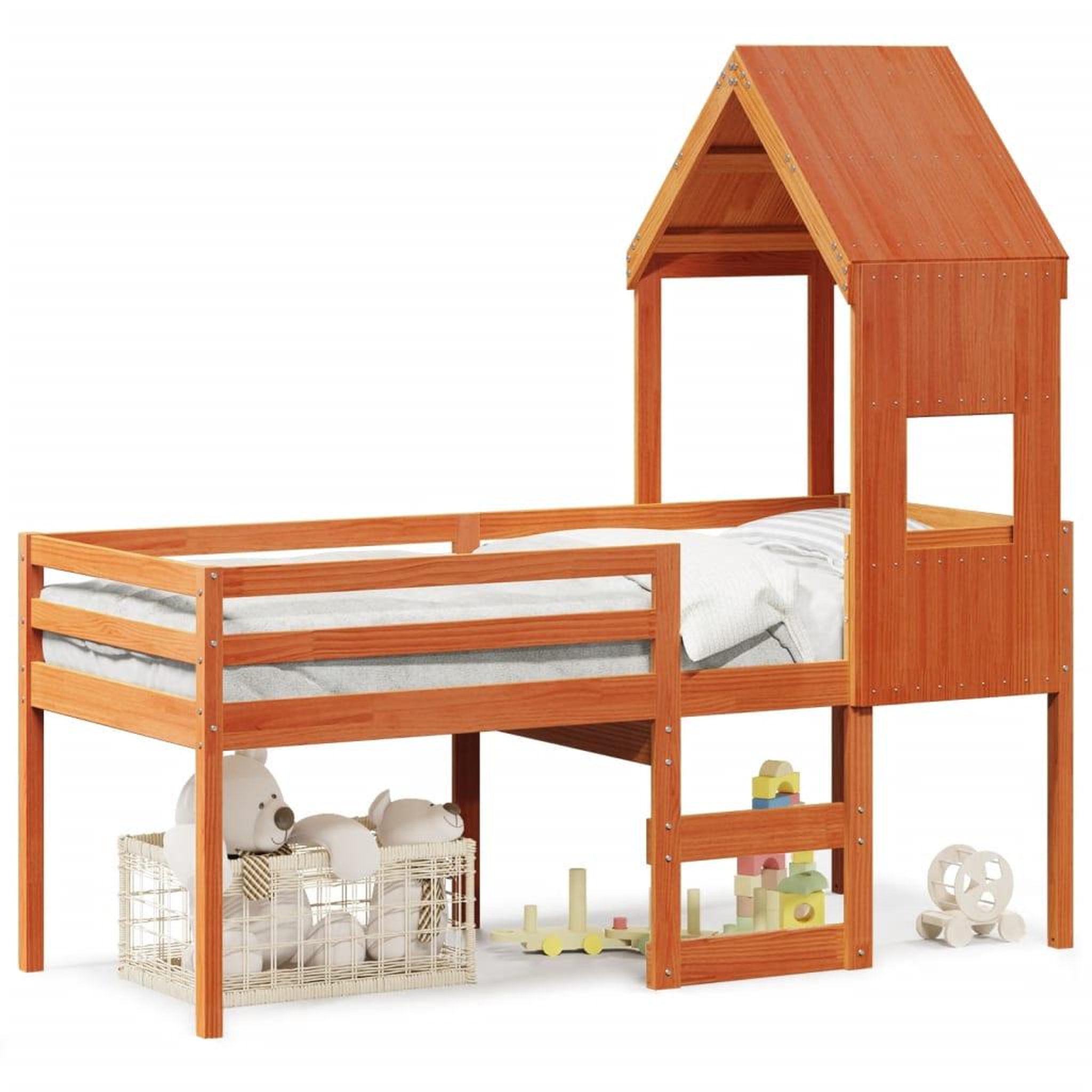 Voir la diapositive 2 : VIDAXL Lit haut sans matelas cire marron 90x190 cm bois de pin massif