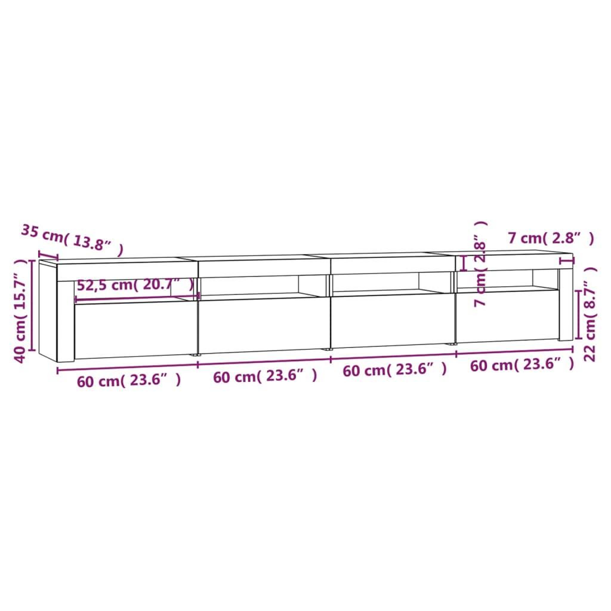 Voir la diapositive 6 : VIDAXL Meuble TV avec lumieres LED Chene sonoma 240x35x40 cm