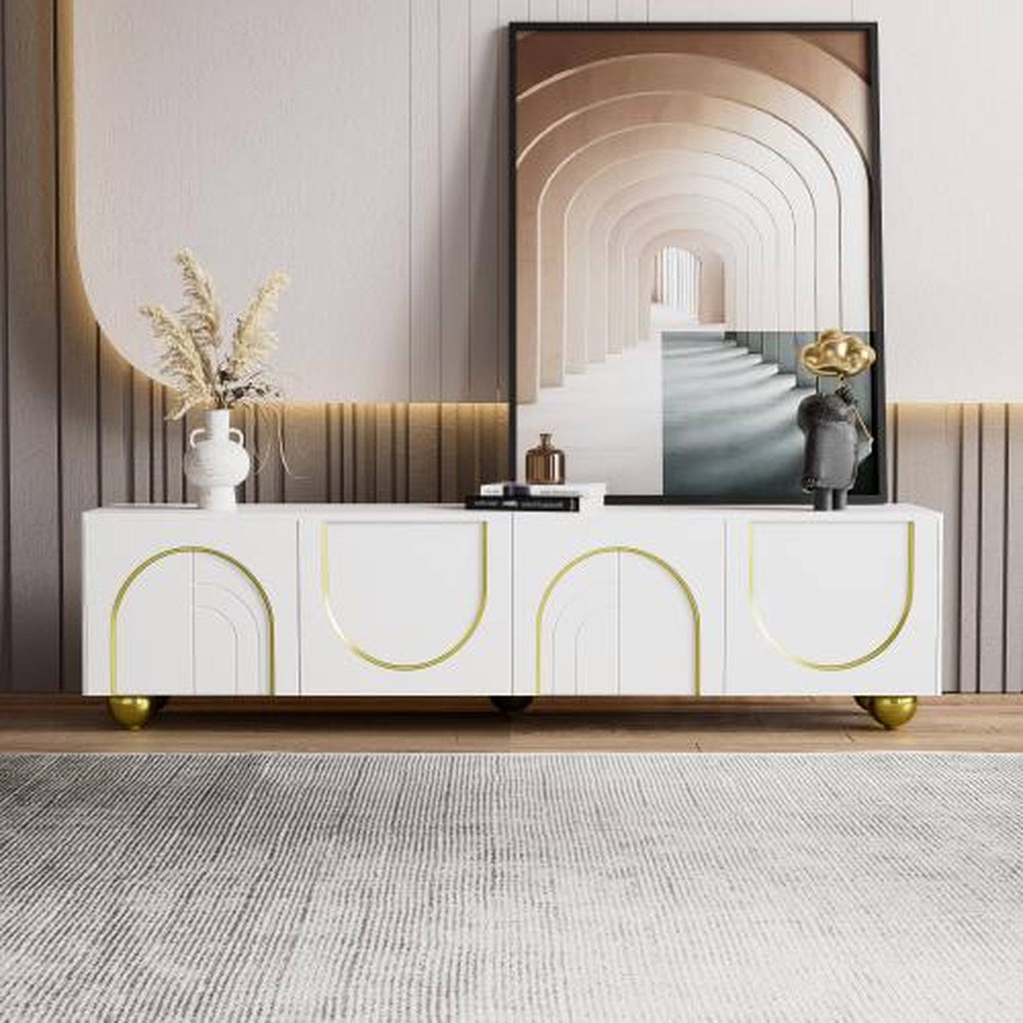 Voir la diapositive 2 : MERAX Meuble tv blanc 170 cm panneau de particules