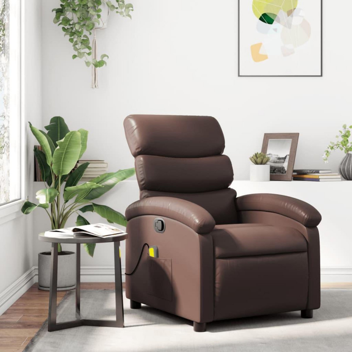 VIDAXL Fauteuil de massage inclinable Marron Similicuir