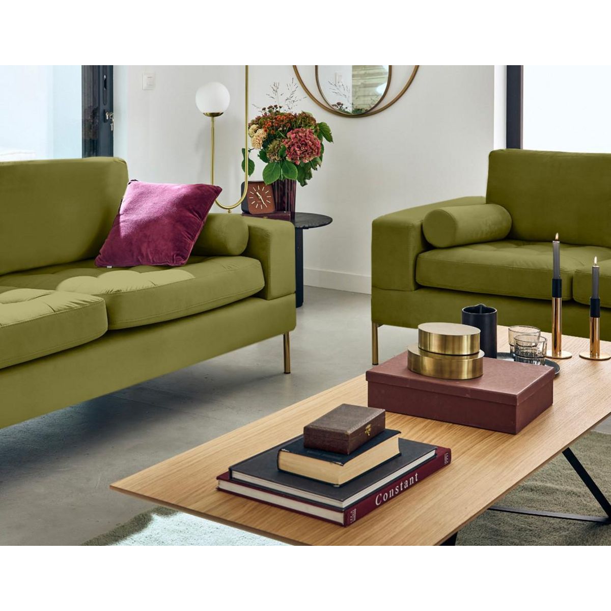 LISA DESIGN Isaure - canapé droit 3 places en velours