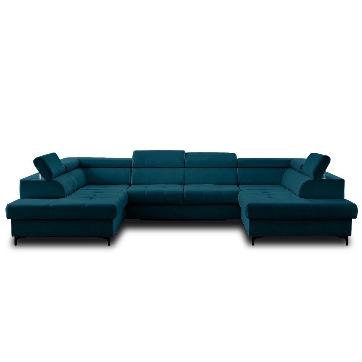 LISA DESIGN Merida - canapé panoramique en u - 7 places - convertible avec coffres et têtières réglables - en velours