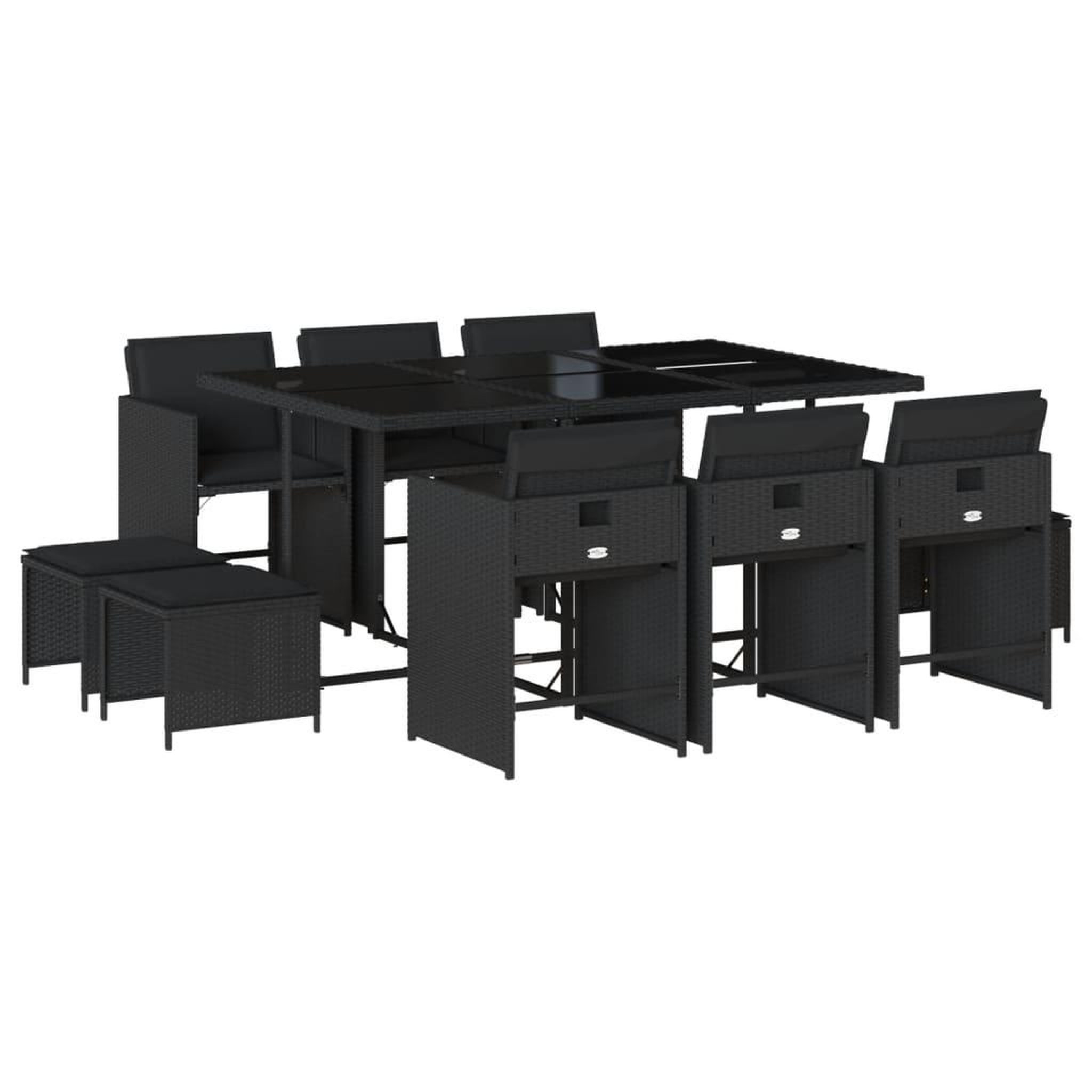 Voir la diapositive 2 : VIDAXL Ensemble a manger de jardin 11 pcs coussins noir resine tressee