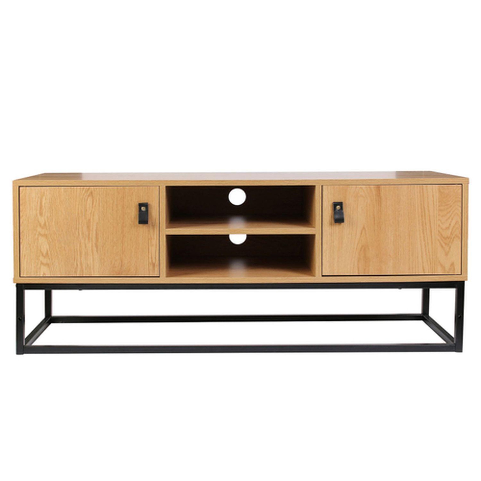 Voir la diapositive 2 : The Home Deco Factory Meuble tv design bois et métal abbott - l. 117 x h. 48 cm - noir