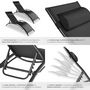 Voir la diapositive 5 : tectake Lot de 2 transats de jardin en acier avec assise en textilène noir