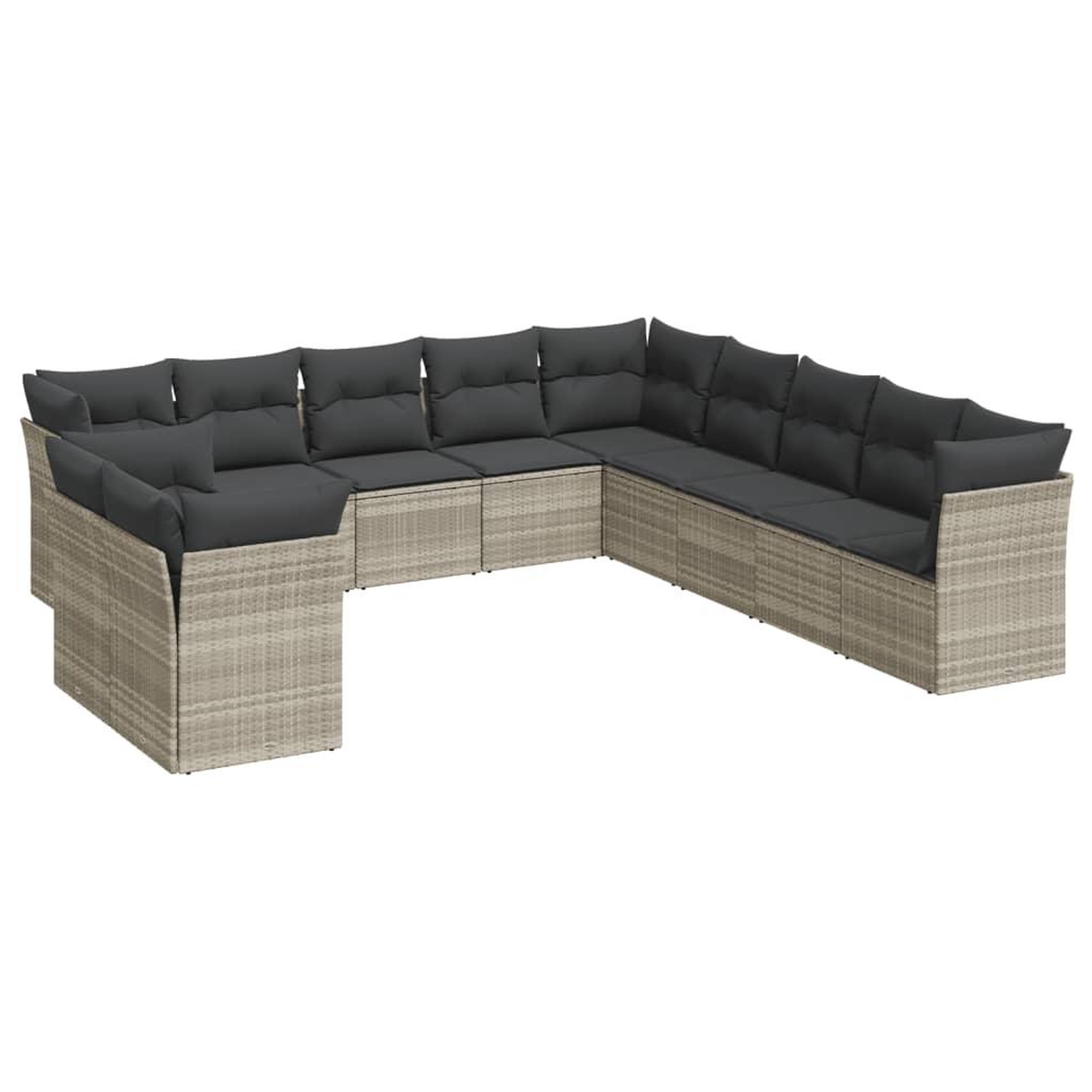 Voir la diapositive 2 : VIDAXL Salon de jardin 11 pcs avec coussins gris clair resine tressee