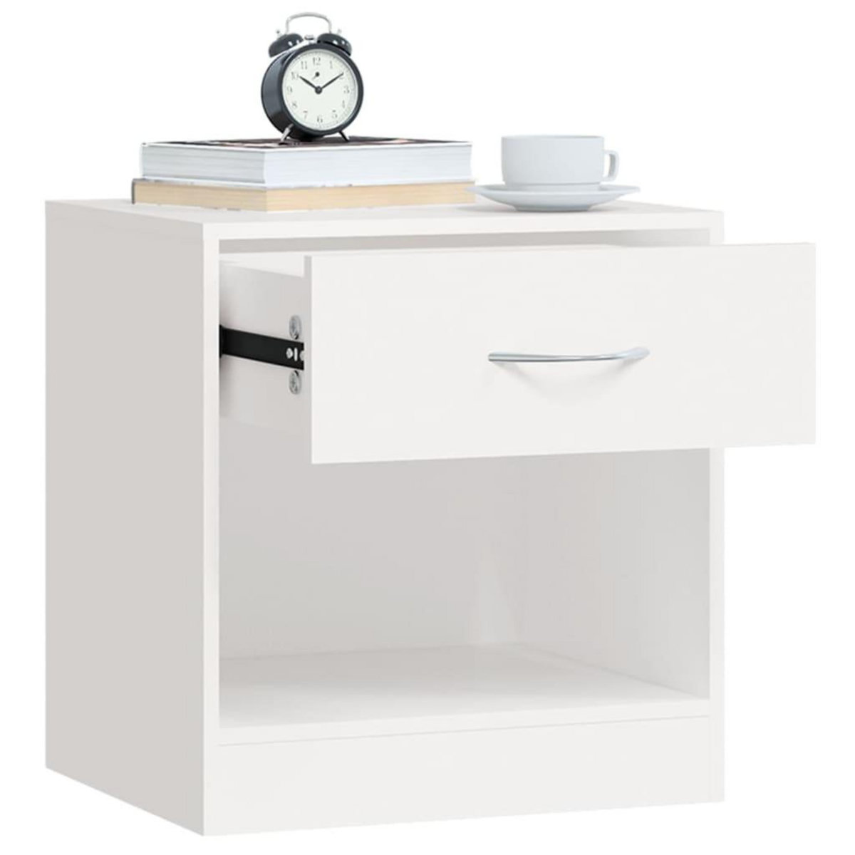 VIDAXL Table de chevet 2 pcs avec tiroir Blanc