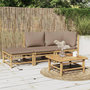 Voir la diapositive 1 : VIDAXL Salon de jardin 3 pcs avec coussins taupe bambou