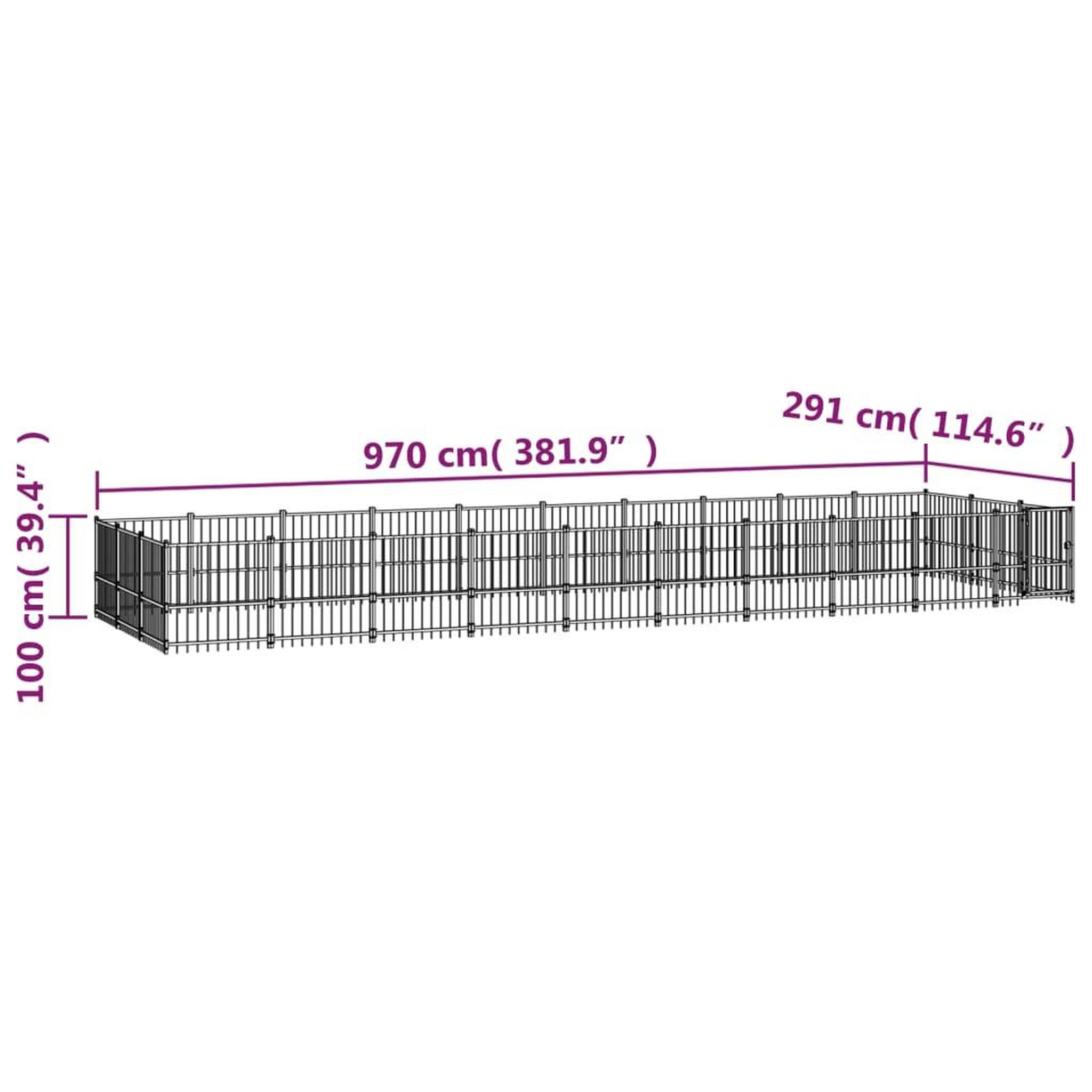 Voir la diapositive 6 : VIDAXL Chenil d'exterieur pour chiens Acier 28,23 m²