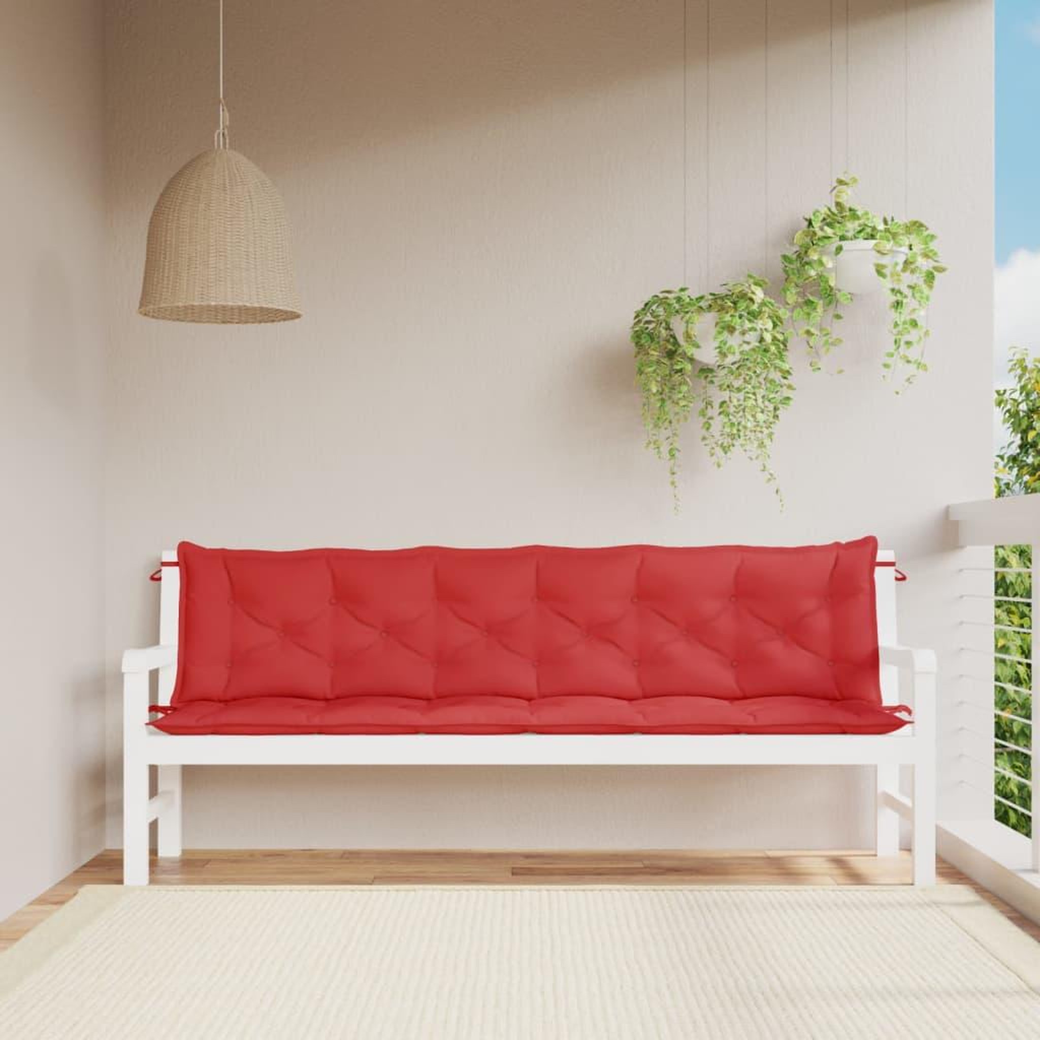 VIDAXL Coussins de banc jardin lot de 2 rouge 200x50x7 cm tissu Oxford