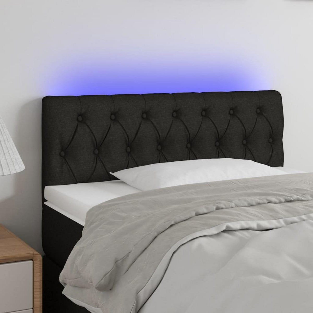 VIDAXL Tete de lit a LED Noir 90x7x78/88 cm Tissu