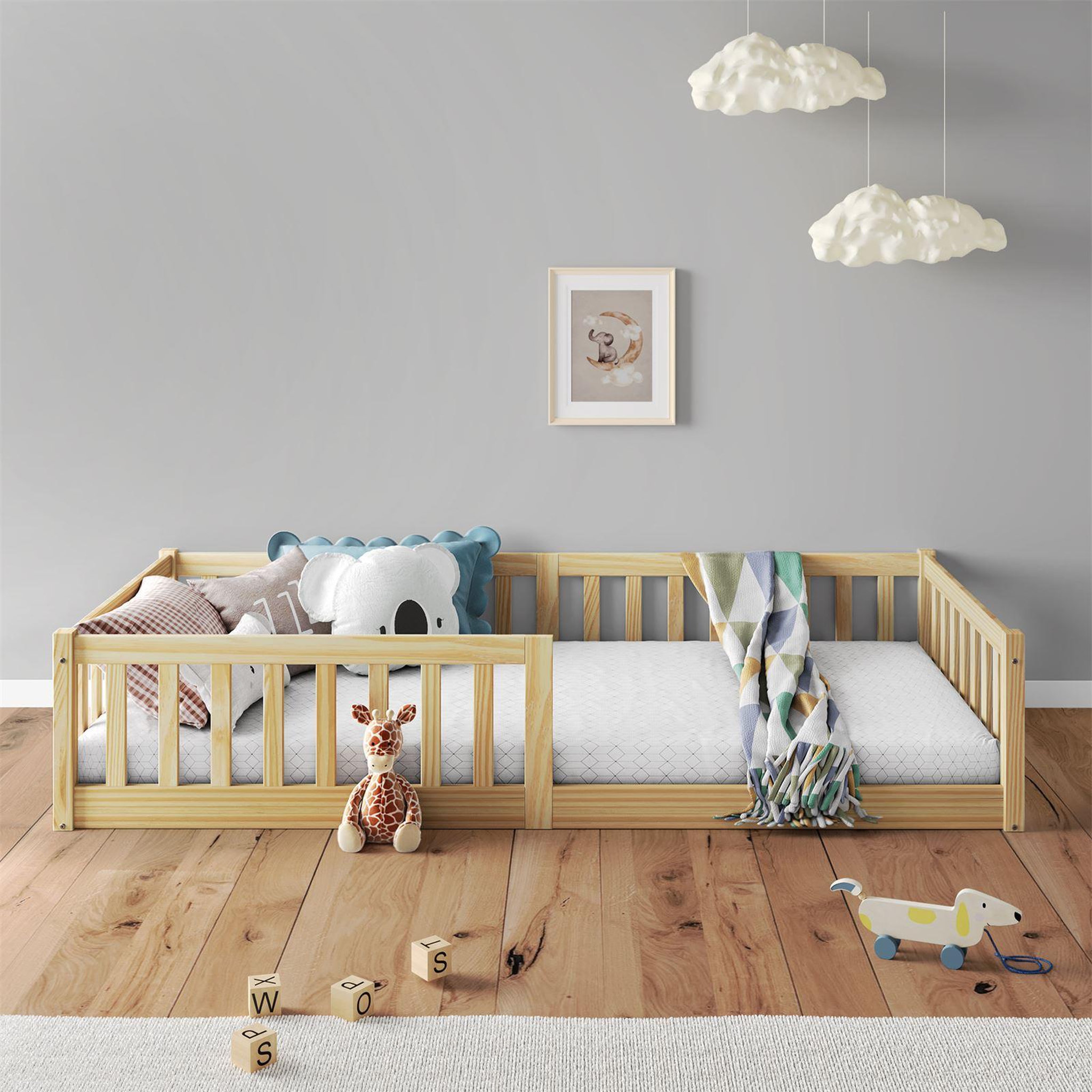 Voir la diapositive 3 : IDIMEX Lit enfant GUSTAVO type Montessori, couchage 90x200 cm, en pin massif