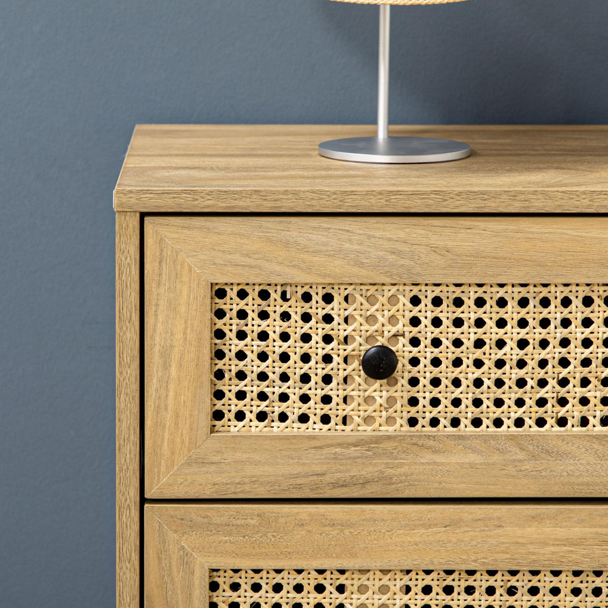 HOMCOM Commode 4 tiroirs style bohème chic cannage en rotin aspect bois de manguier
