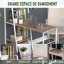 Voir la diapositive 4 : HOMCOM Bureau pliable rabattable - bureau bibliothèque 2 en 1 - 4 étagères - imitation bois chêne clair métal blanc