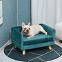 Voir la diapositive 3 : PAWHUT Canapé chien lit pour chien design scandinave coussin moelleux pieds bois massif dim. 64 x 45 x 36 cm velours bleu canard