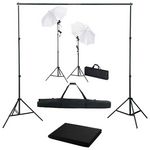 VIDAXL Kit de studio photo avec toile de fond lampes et parapluies