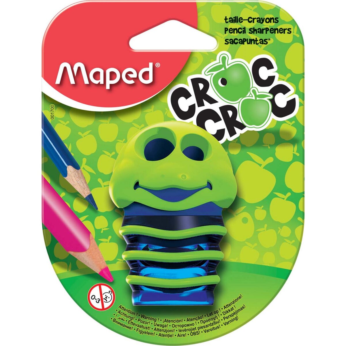 MAPED Taille-crayon 2 trous avec réservoir Croc Croc vert pas cher 