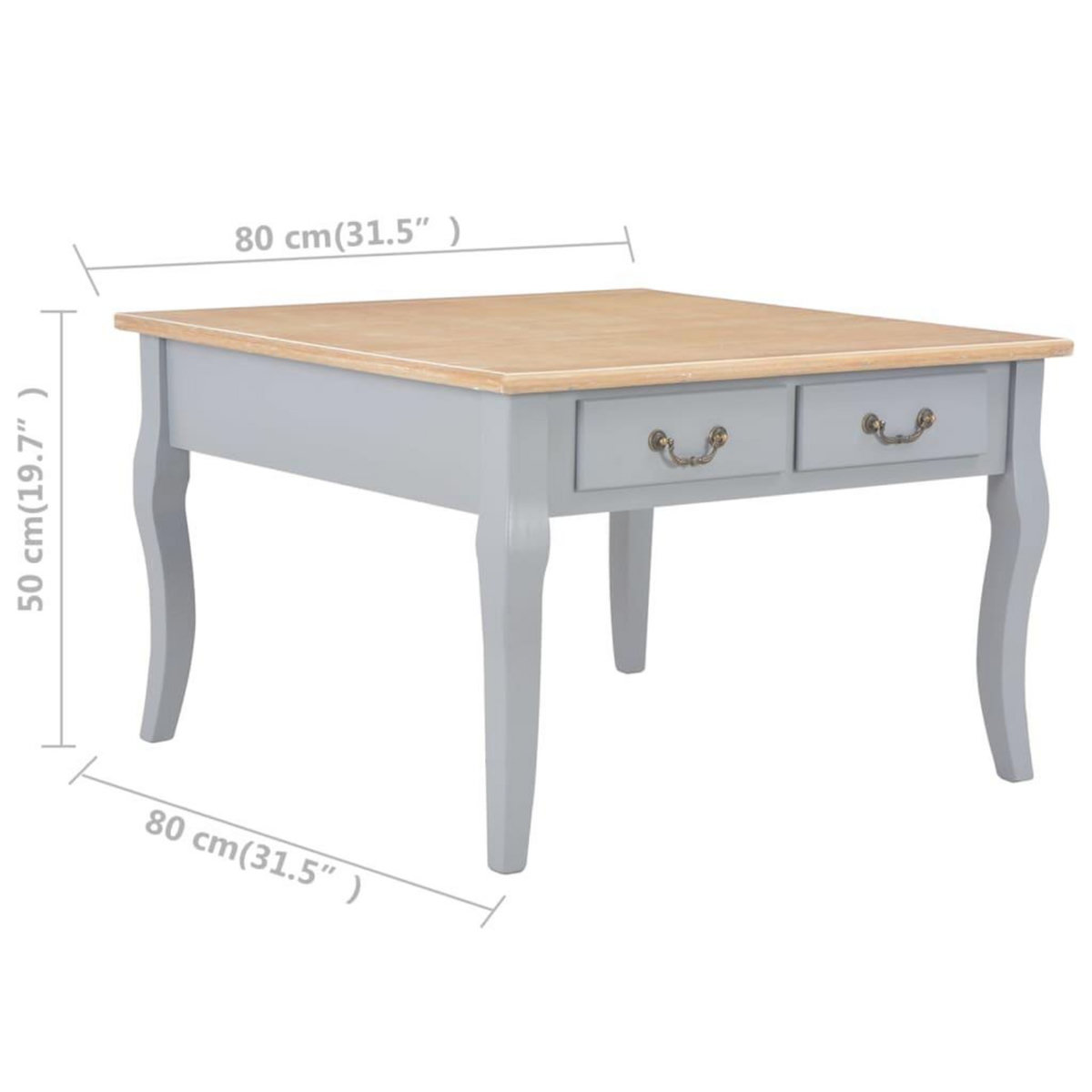 VIDAXL Table basse Gris 80 x 80 x 50 cm Bois