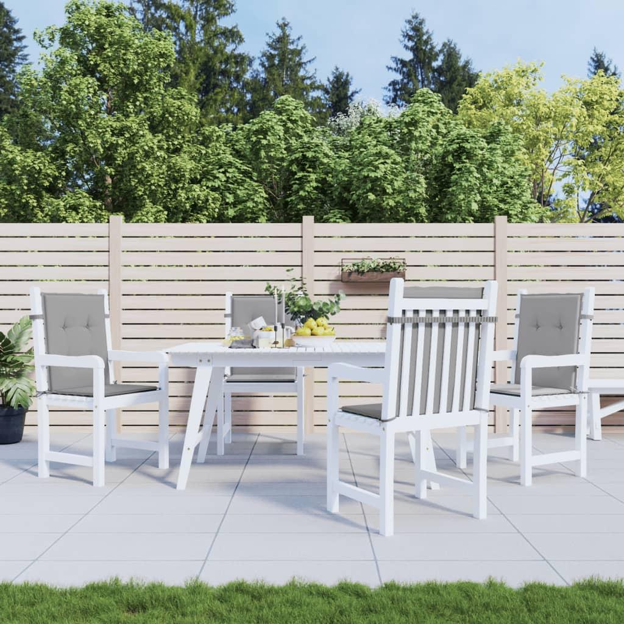 Voir la diapositive 1 : VIDAXL Coussins de chaise de jardin a dossier bas lot de 4 gris