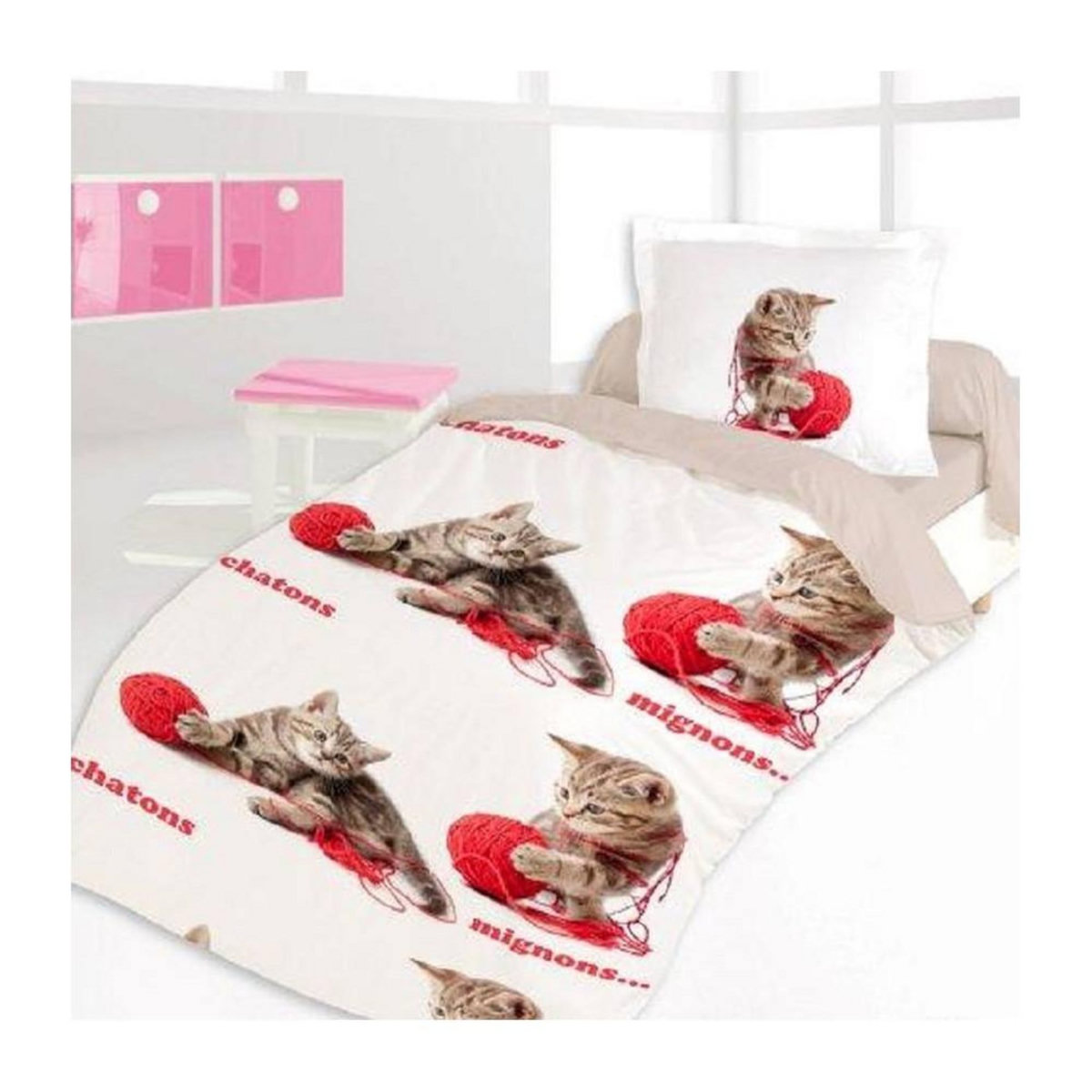 Dourev Housse de couette 140x200 CHATONS SI MIGNONS + 1 taie