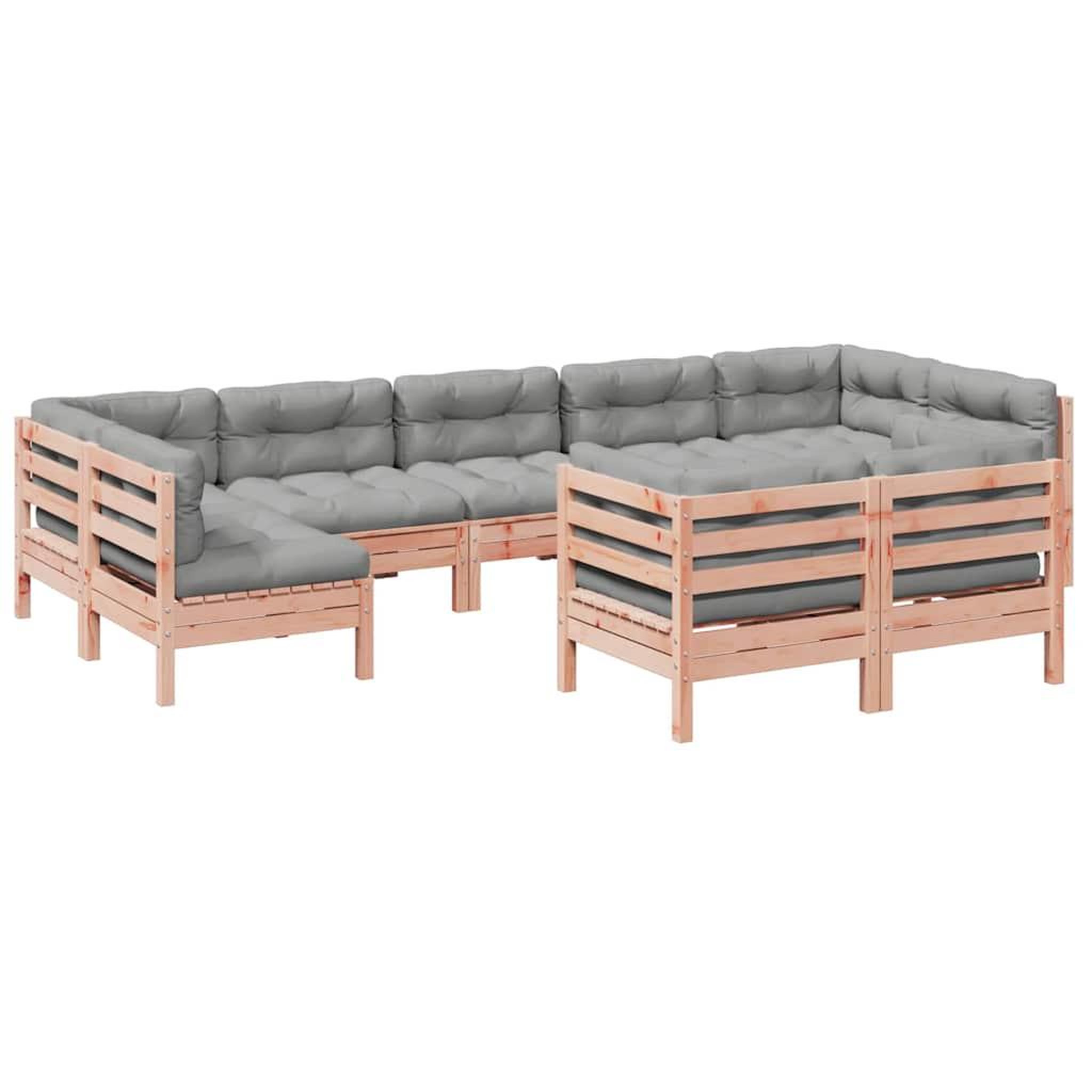 Voir la diapositive 2 : VIDAXL Salon de jardin 9 pcs avec coussins sapin de douglas solide