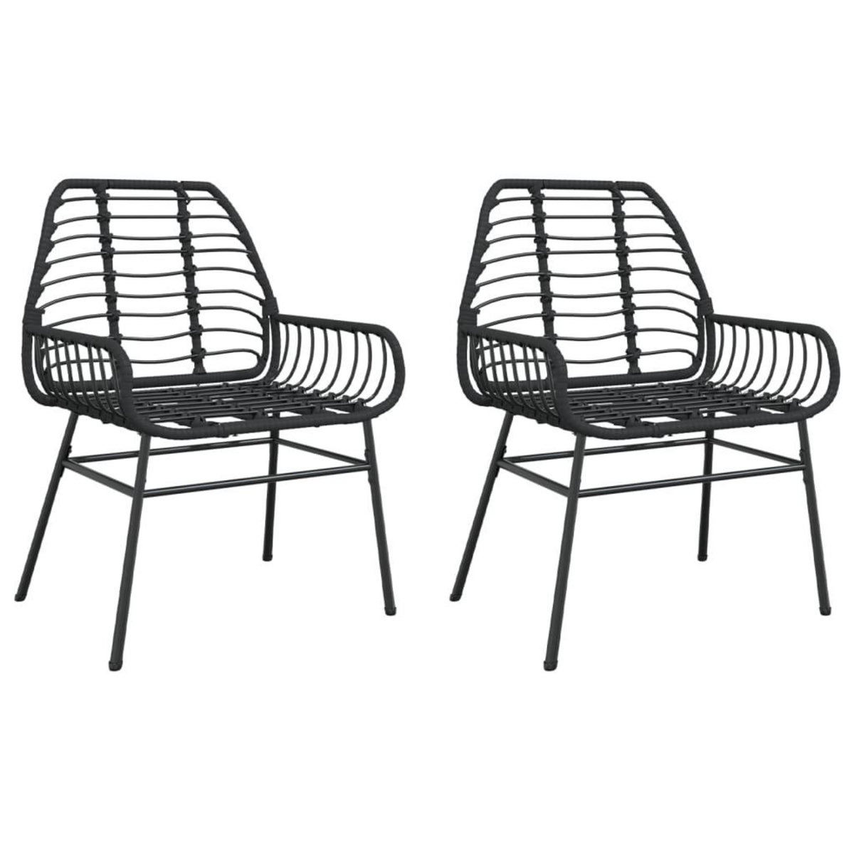VIDAXL Chaises de jardin lot de 2 Noir Resine tressee