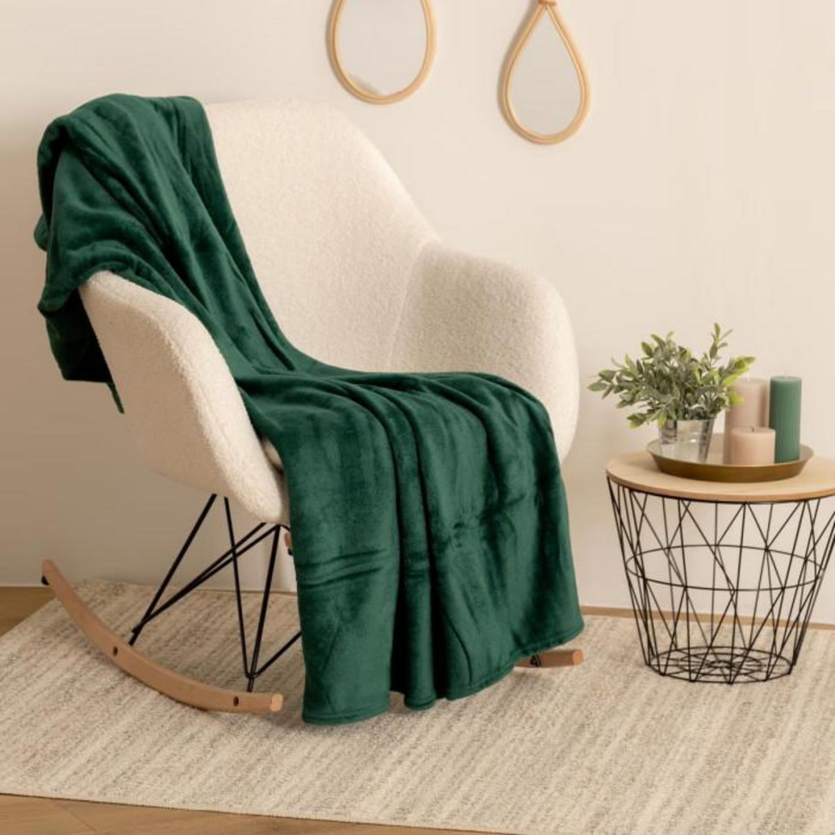 ATMOSPHERA Plaid Doux Uni  Flanel  125x150cm Vert