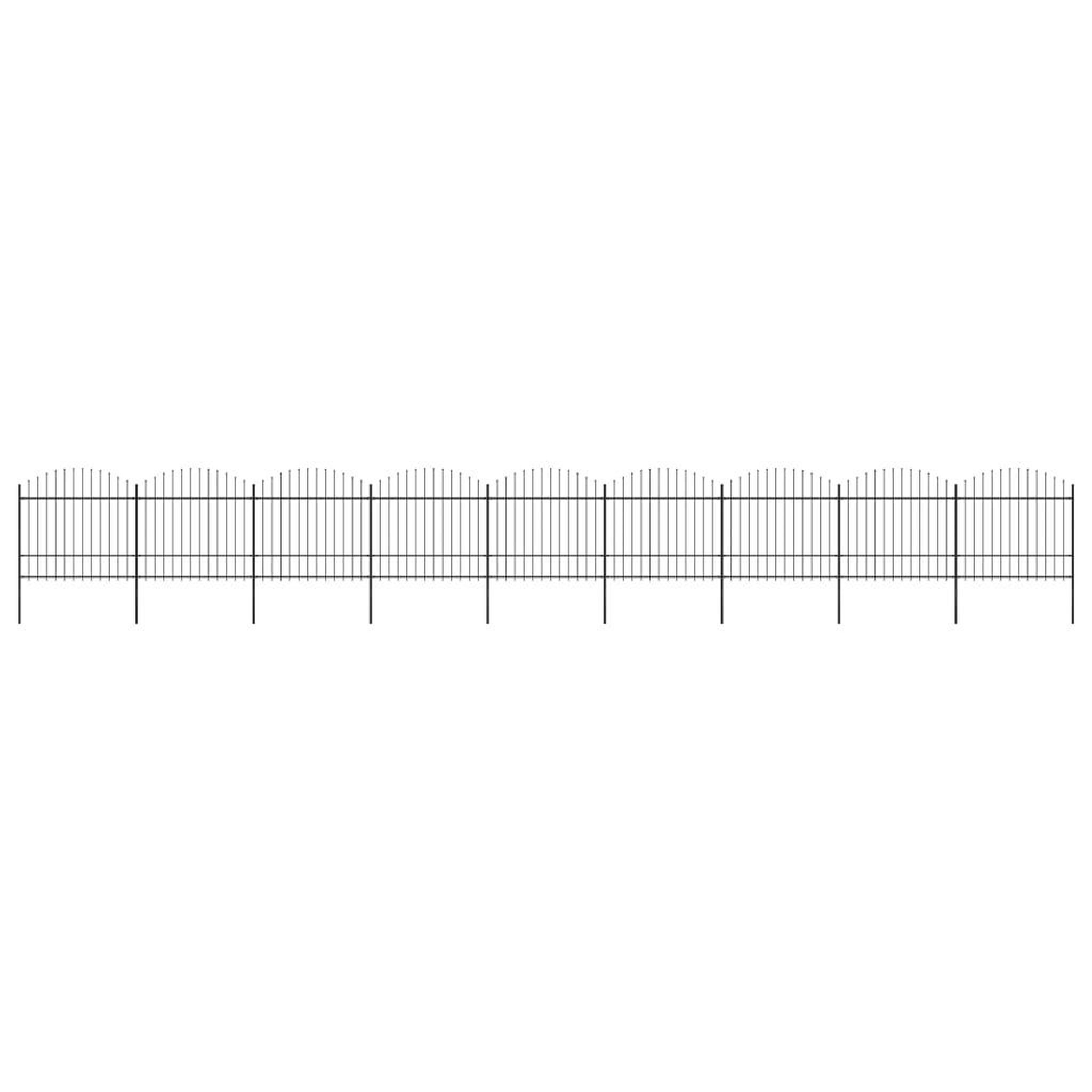 VIDAXL Cloture de jardin a dessus en lance Acier (1,5-1,75)x15,3m Noir