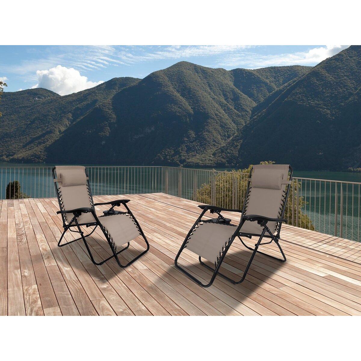 Habitat et Jardin Lot de 2 Fauteuils de jardin inclinable zéro gravité  Sintra  - Taupe