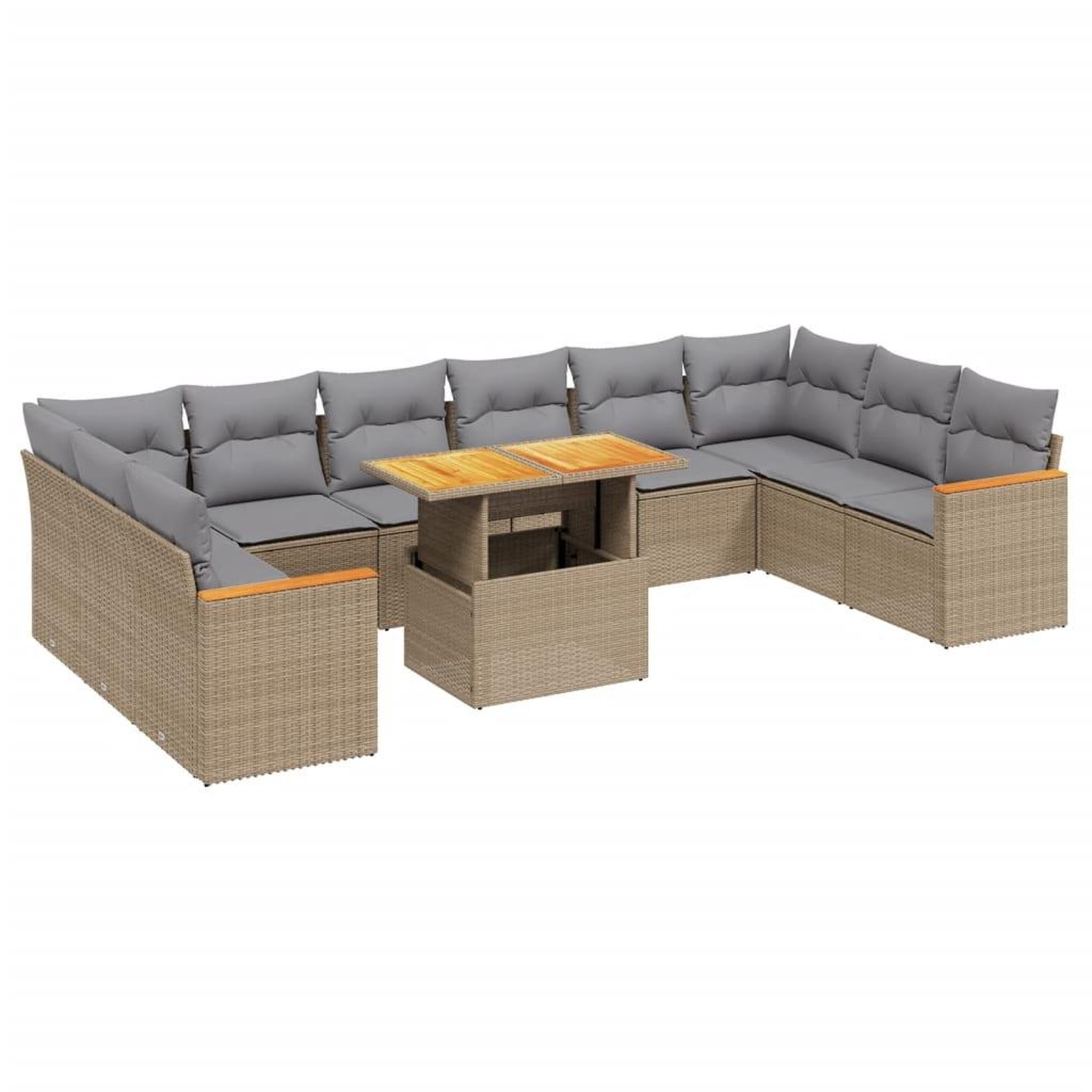 Voir la diapositive 2 : VIDAXL Salon de jardin 11 pcs avec coussins beige resine tressee