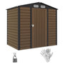 Voir la diapositive 4 : OUTSUNNY Abri de jardin cabanon dim. 190L x 131l x 188H cm porte verrouillable ventilations tôle acier ondulé marron