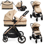 BEBELISSIMO BEBELISSIMO - Poussette combinée trio 3 en 1 - siège auto 0+ IRIS – nacelle – dès la naissance – jusqu'à 22kg  - beige