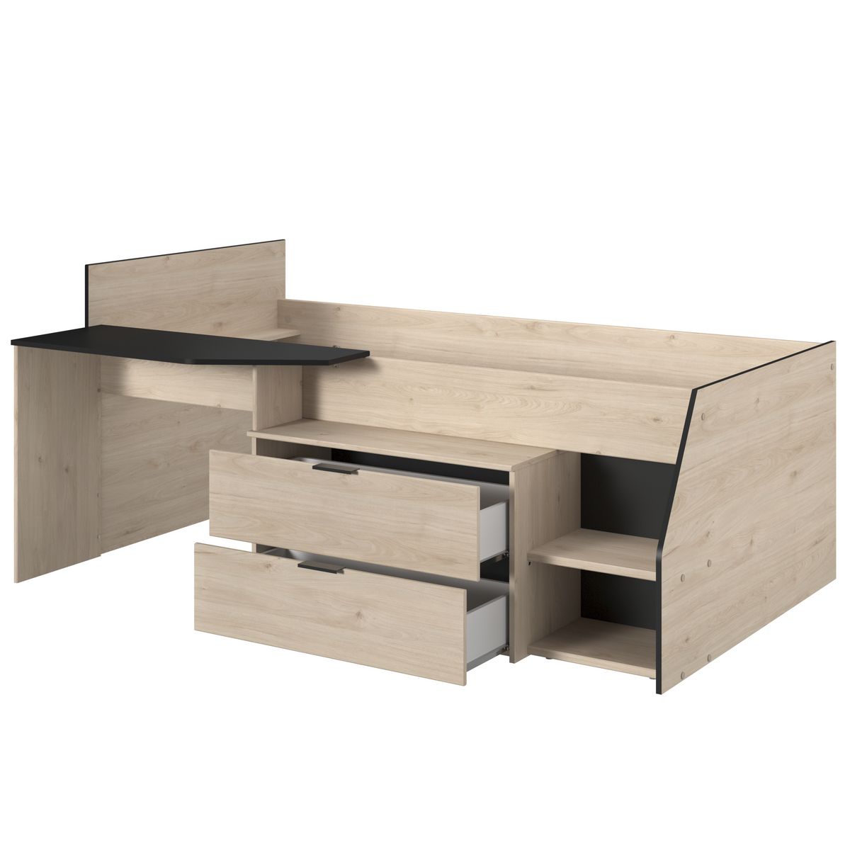 Lit enfant mi hauteur avec rangement 90x190/200cm MIKA