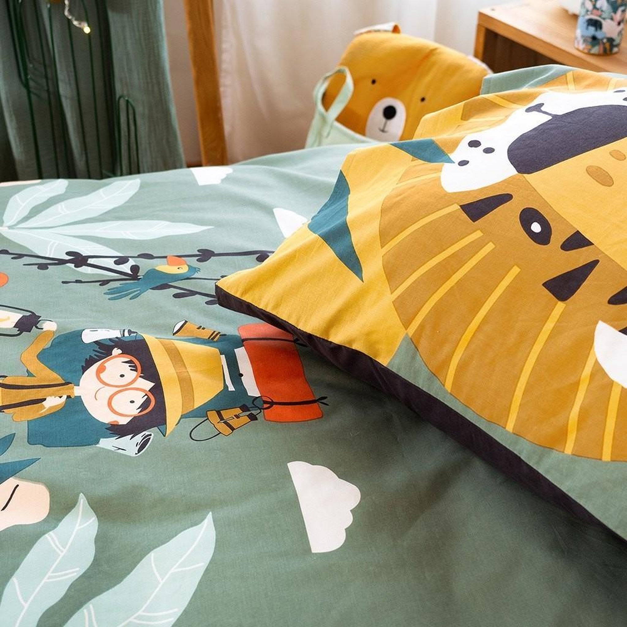 Voir la diapositive 4 : COTE DECO Housse de couette 140x200 Promenade + taie coton adouci 57 fils