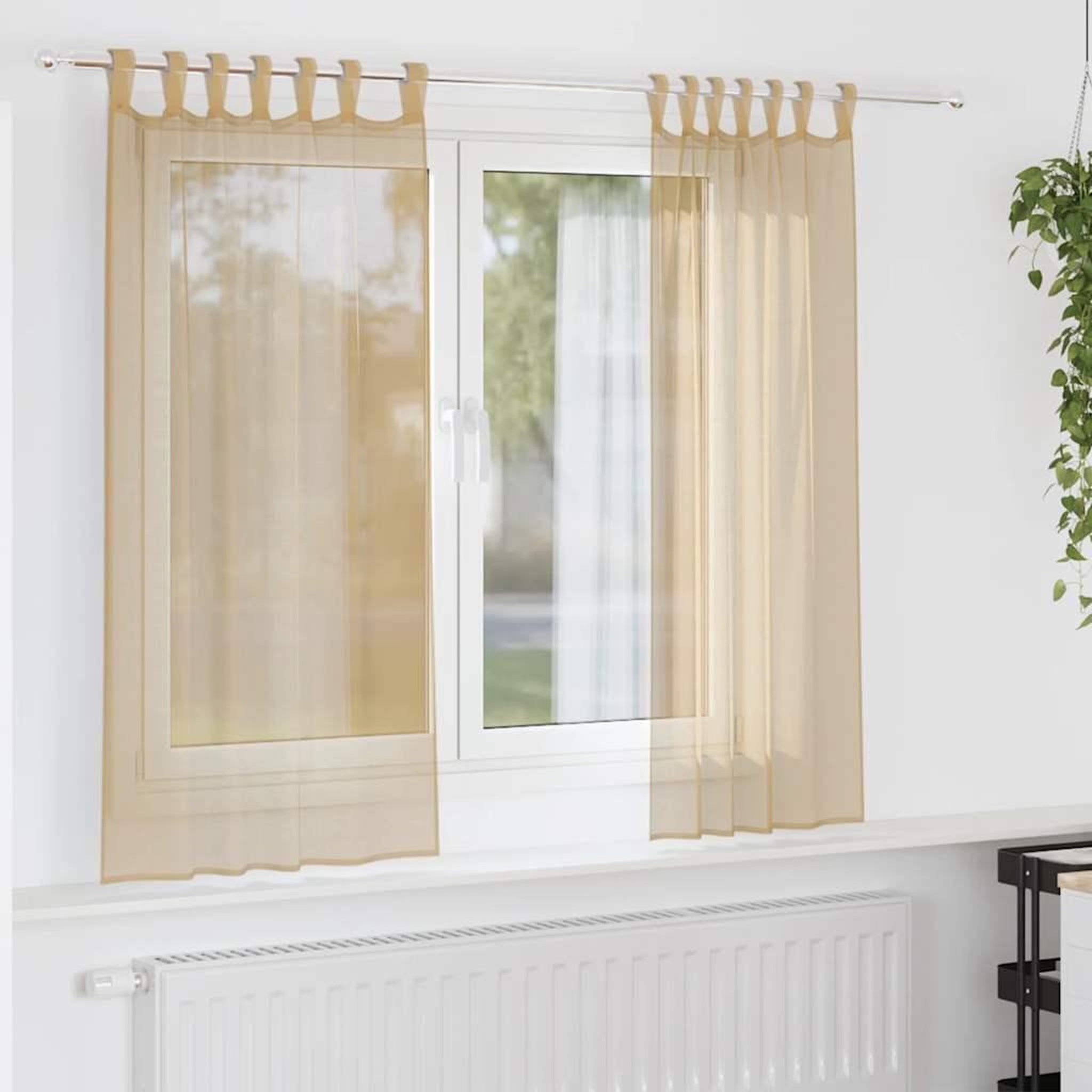 VIDAXL Rideaux en voile avec passe-tringles 2 pcs sable
