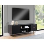 BEST MOBILIER Monica - meuble tv - noir - 4 niches et 2 portes - 150 cm. Coloris disponibles : Noir