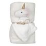 Voir la diapositive 2 : Paris Prix Peluche & Plaid Bébé  Licorne  75x100cm Blanc