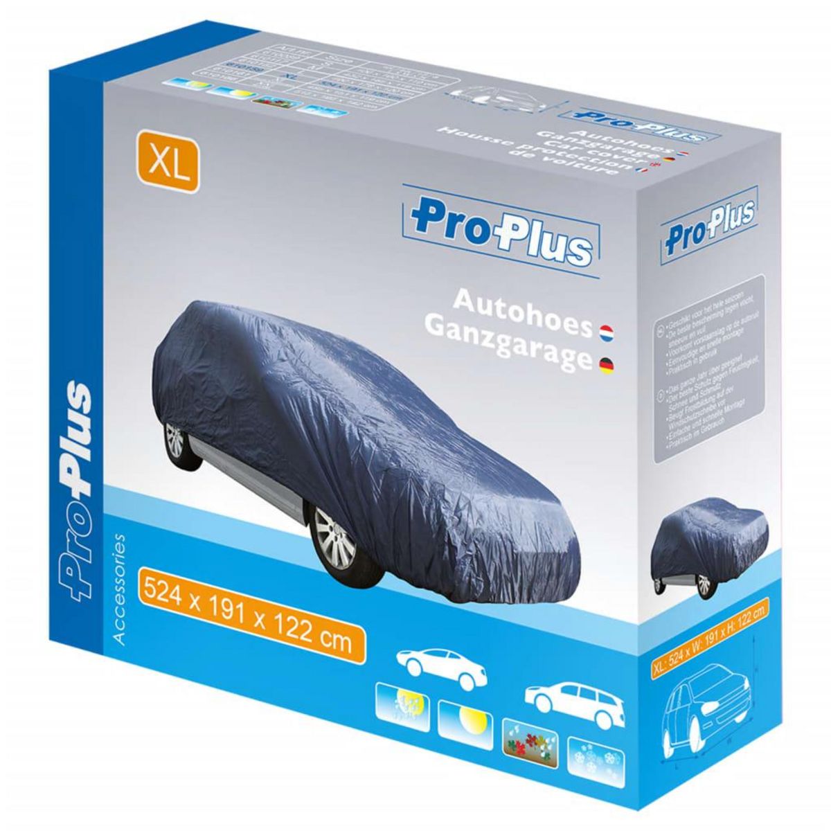 PROPLUS ProPlus Housse de voiture XL 524x191x122 cm Bleu fonce