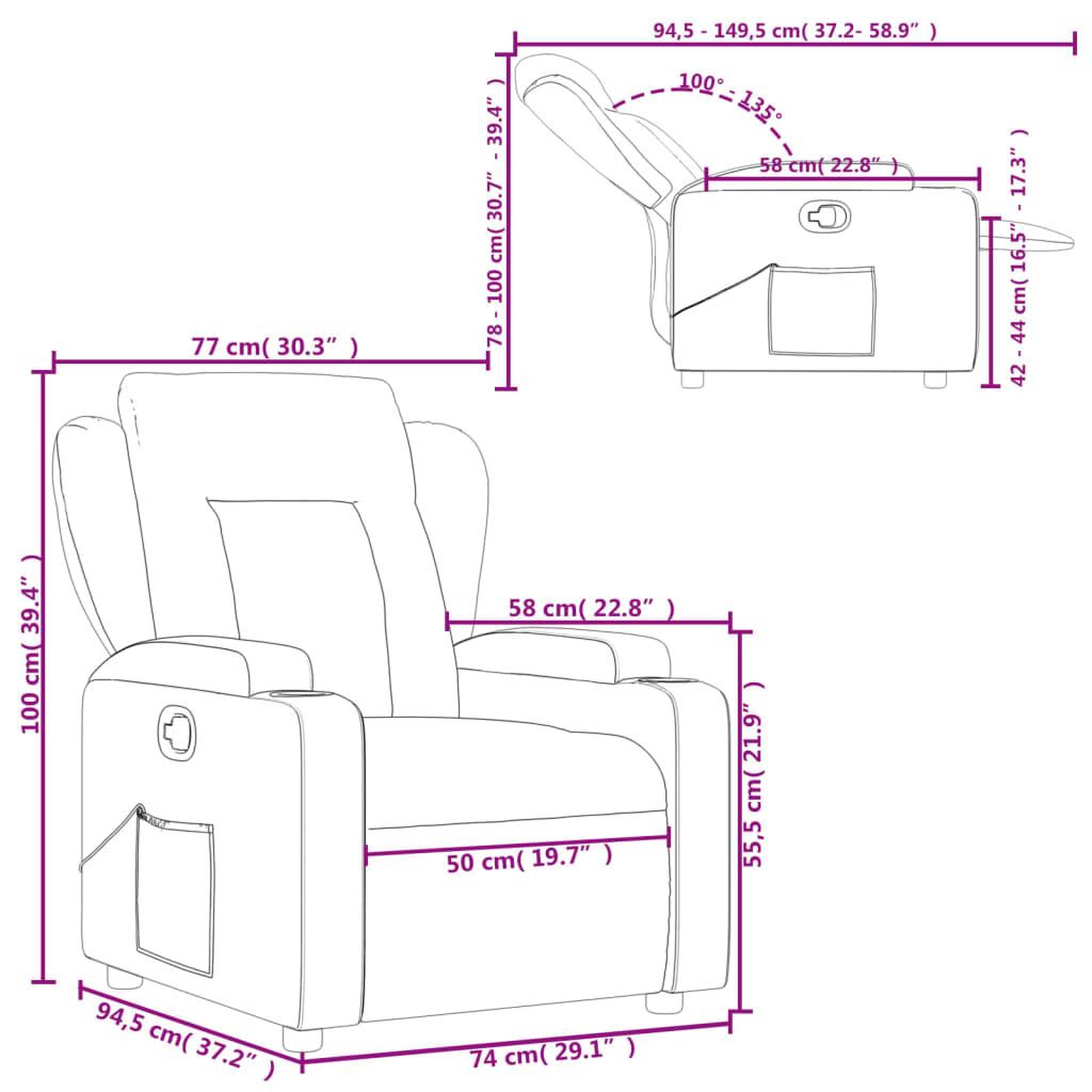 Voir la diapositive 6 : VIDAXL Fauteuil inclinable Gris clair Tissu