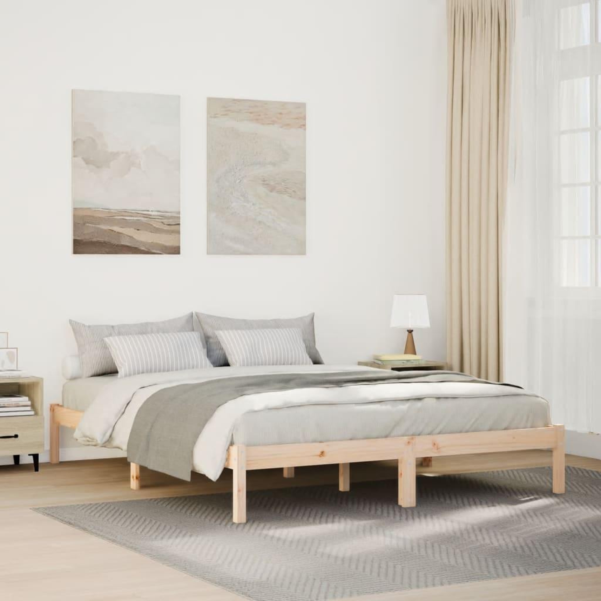 VIDAXL Cadre de lit extra long sans matelas 160x220 cm bois massif pin