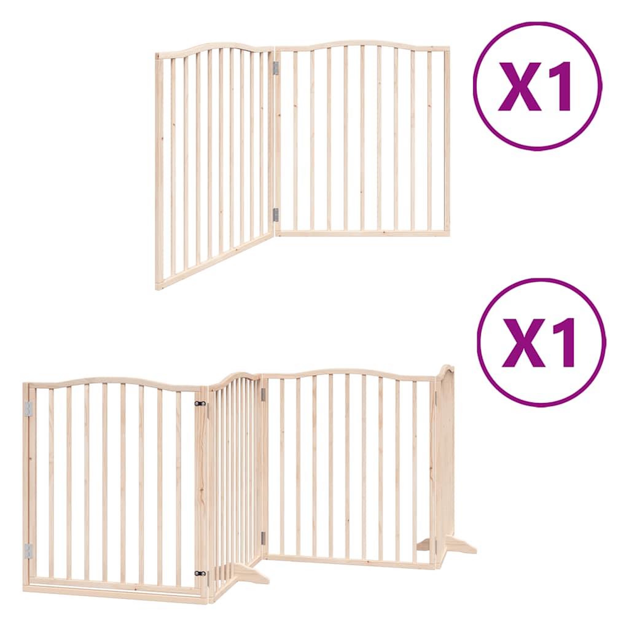 Voir la diapositive 2 : VIDAXL Barriere pour chien avec porte pliable 6 panneaux bois peuplier